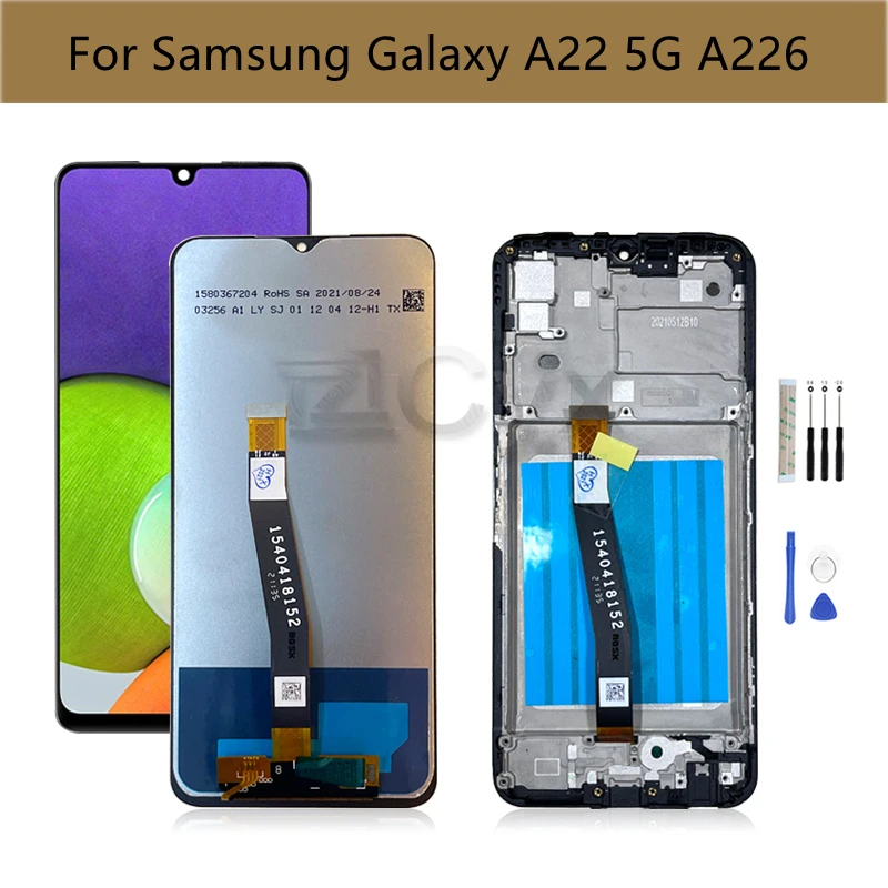 

Display For Samsung Galaxy A22 5G LCD Display Touch Screen Digitizer Assembly WIth Frame For Samsung A226 LCD Replacement Parts