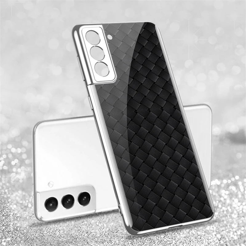 For Samsung Galaxy S22 Plus S21 Ultra Case Plating Tempered Glass Soft TPU Bumper Cover For Samsung Galaxy S22 Ultra S21 FE