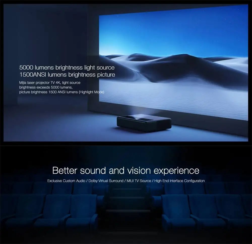 Xiaomi MJJGTYDS01FM 2 Гб 16 Гб MIUI tv Laser HDR tv 4K китайская версия bluetooth WiFi 3D Система домашнего кинотеатра английский интерфейс