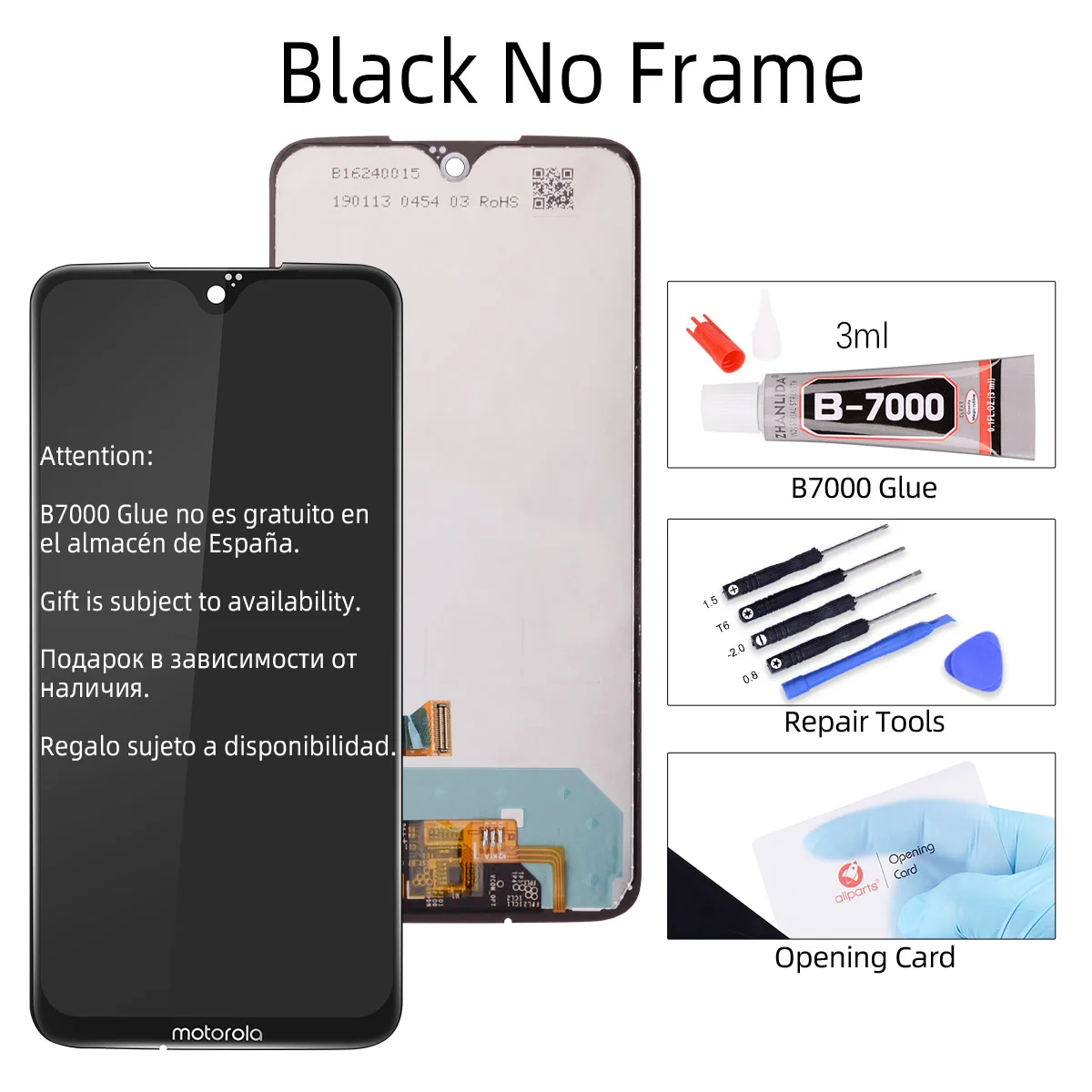 Black Дисплей для Moto G7 Plus ЖК сенсорный экран дигитайзер для Motorola Moto G7 Plus дисплей запасные части - Цвет: Black