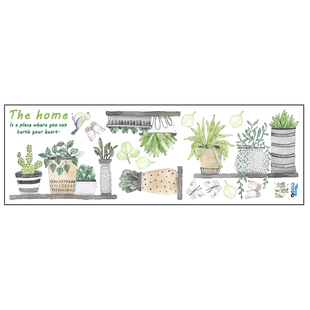 

Creative Wall Stickers Green Plants Delicate Removable Wall Stickers Self Adhesive Decal For Sticker Home Decoration