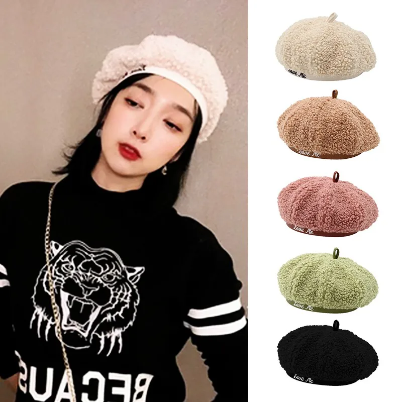 

Женский берет французский Кепка художника, теплая шерстяная зимняя Beanie шляпа с цветочным принтом, в винтажном стиле; Однотонные береты шапк...