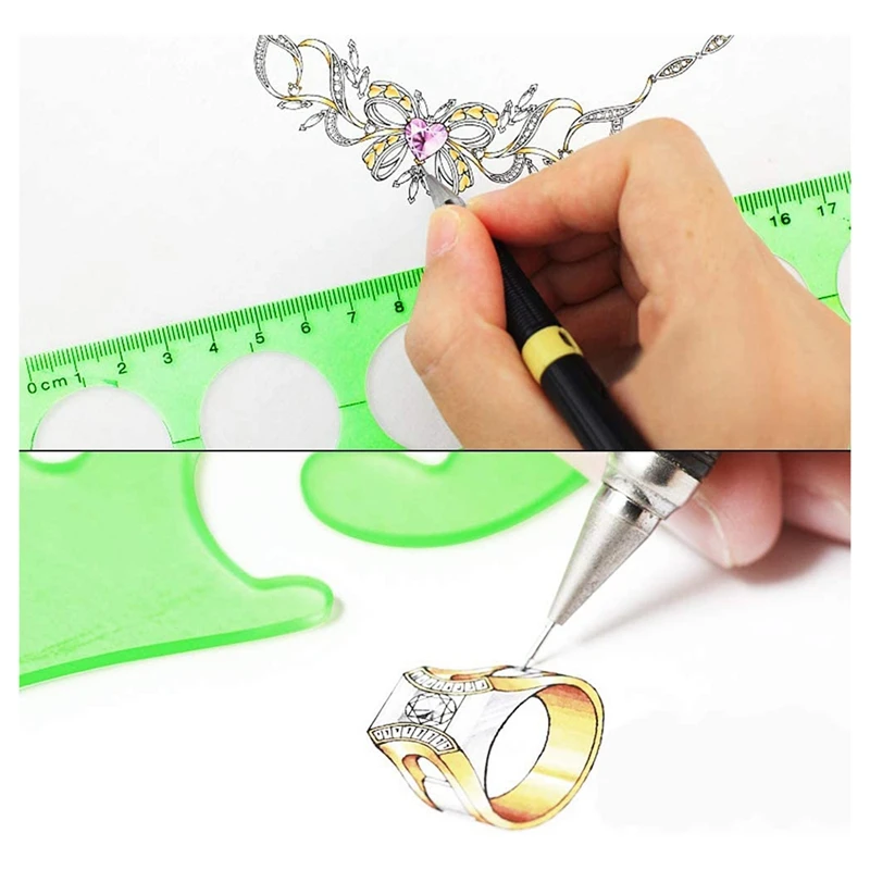

10 Pcs Measuring Plastic Templates Circle Template Geometric Drawing Templates Building Jewelry Design Formwork Rulers