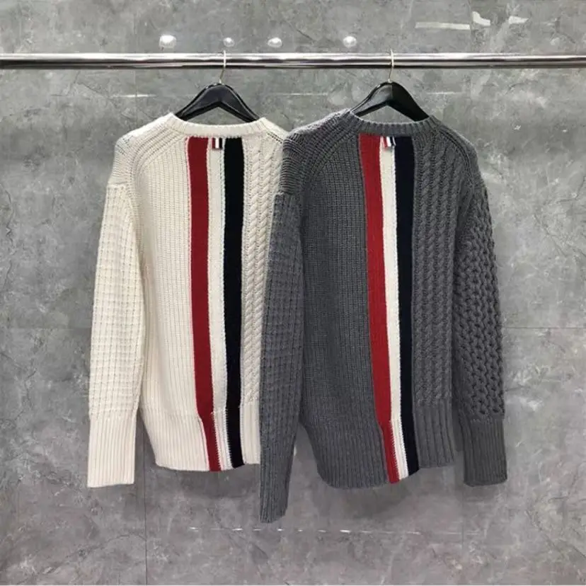 

2021 New Retro thick and thick pure clothes round neck Pullover Sweater men's and women's warm red white blue knitwear