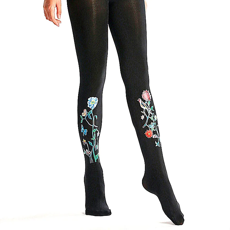 

Winter Warm Pantyhose Women Super Elastic Black Slim Pantyhose For Women Casual Fashion Plus Velvet Thick Tights Flower