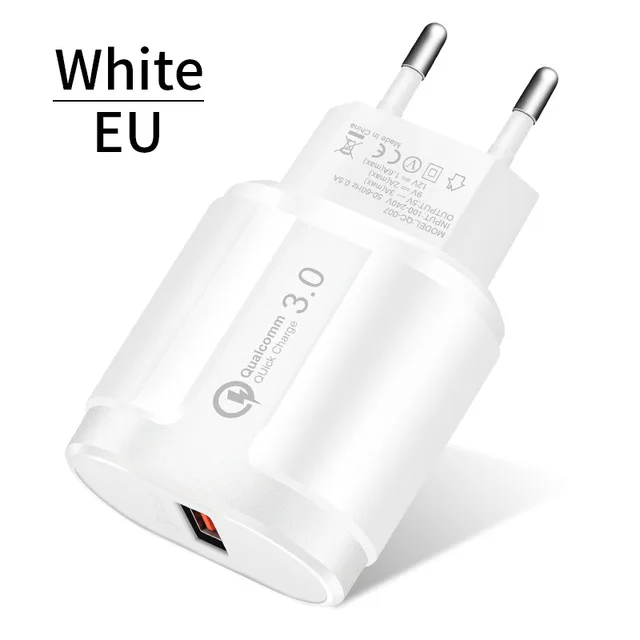 EU White 18 Вт Быстрая зарядка 3,0 Быстрая зарядка для мобильных телефонов EU вилка настенное USB зарядное устройство адаптер для iPhone samsung huawei Xiaomi QC3.0 - Тип штекера: EU White