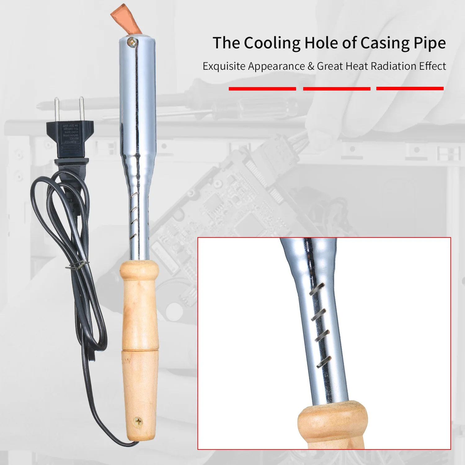 75 Вт 300 Электрический паяльник с внешним нагревом деревянный изогнутой плоской