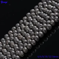 black loose beads diy jewelry making round natural stone lava beads volcanic lava beads for jewelry making 4 14mm wholesale bead