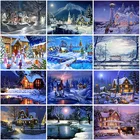 Алмазная 5D картина сделай сам, зимний Снежный пейзаж, Круглая Мозаика из смолы, пейзаж, наборы для вышивки крестиком
