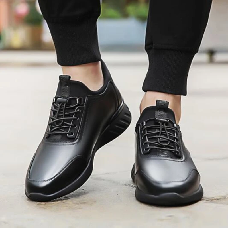 

Heighten 6 CM Men's Casual Shoes Height Increasing Men Elevator Shoes Breathable Male Leather Sport Shoes