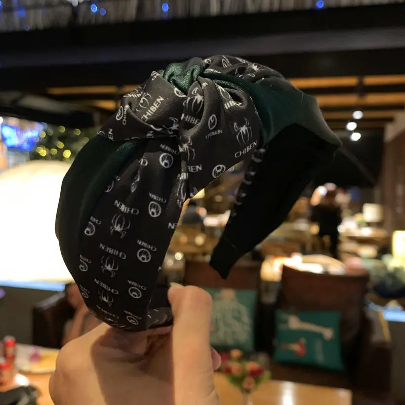 

2021 Summer New Hair Accessories Female Red Green Contrast Temperament Headband Knotted Headdress Cute Wide-Brimmed Headband