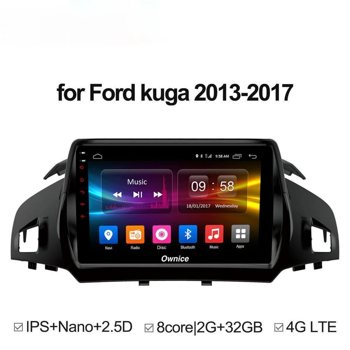 

Автомагнитола Ford Kuga, Android 8-ядерный 9-дюймовый навигатор с большим экраном, DVD, автомобильная стереосистема Android с Bluetooth, автомобильная аудиоси...