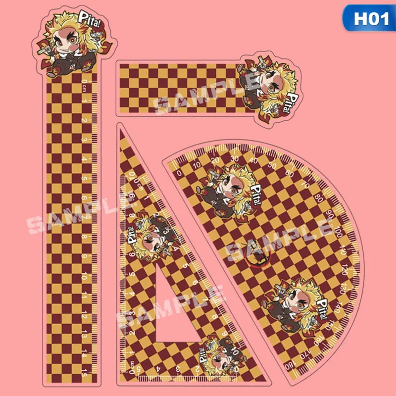 

Anime Demon Slayer Students Cartoon Measure Ruler Set Kimetsu No Yaiba Cosplay Ruler Measuring Scale Gift For Kids 4Pcs/Set