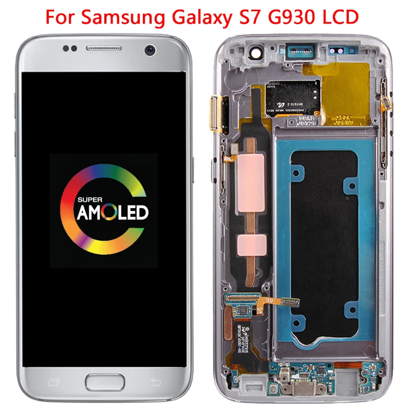 ЖК экран OLED G930 для Samsung Galaxy S7 сенсорный дисплей с рамкой дигитайзер в сборе