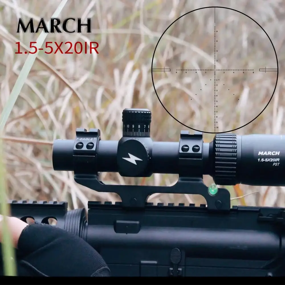 

MARCH 1.5-5X20IR Hunting Compact Scope Tactical Shockproof Riflescope Reset Lock Turret Mil Dot Reticle Airsoft Sights for PCP