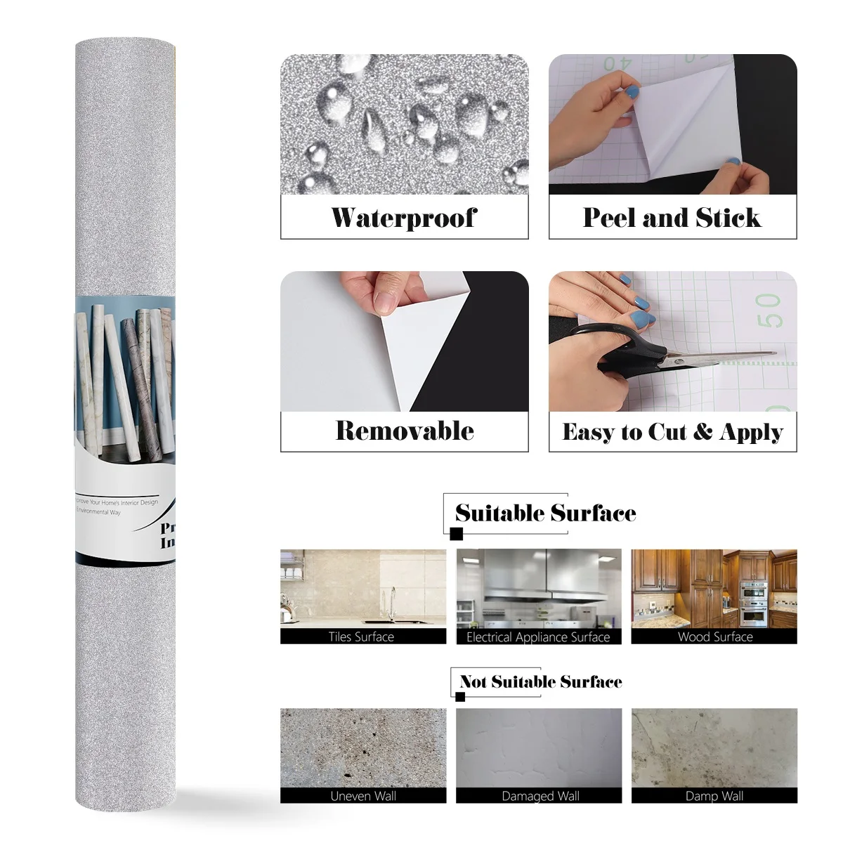 

Fashion Glitter Shiny Wallpaper Furniture Decorative Film Adhesive Wall Stickers for Wall in Rolls DIY Gift Box Cabinet Wardrobe
