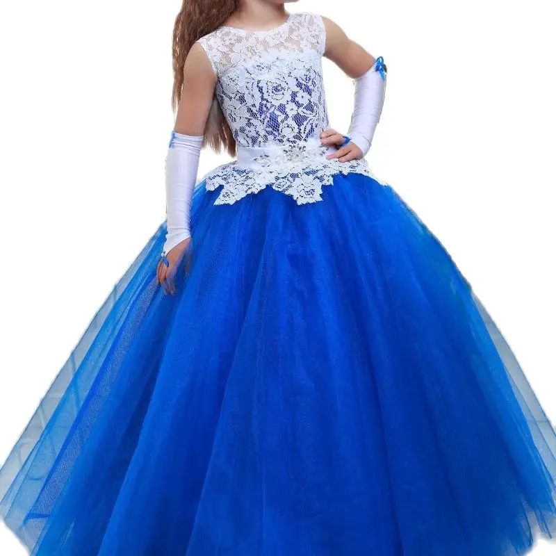 

Royal Blue Ball Gown Girls Pageant Dresses Lace Tulle Dress Ball Gowns for Girls Wedding Dresses Red Custom Made 5-14 year