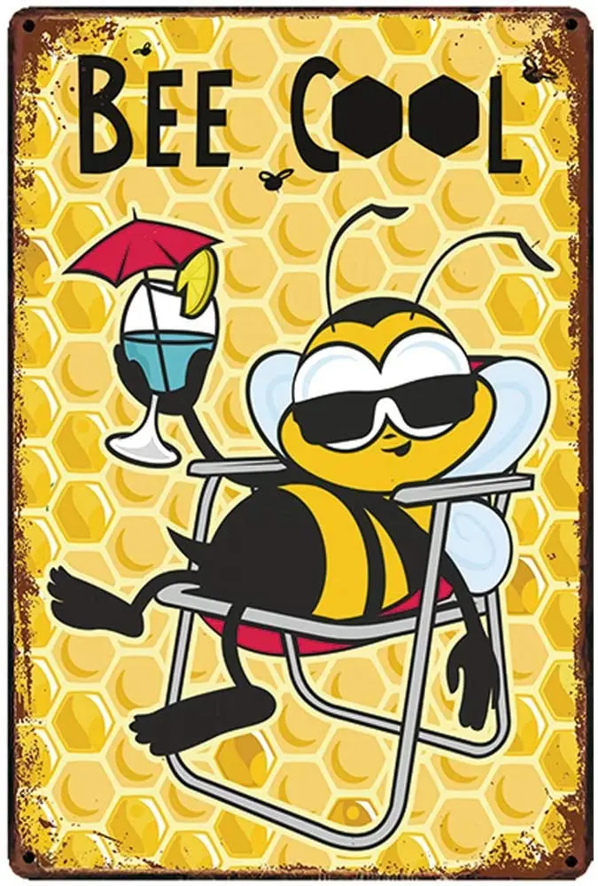 

Bee Cool Retro Metal Tin Sign Plaque Poster Wall Decor Art Shabby Chic Gift