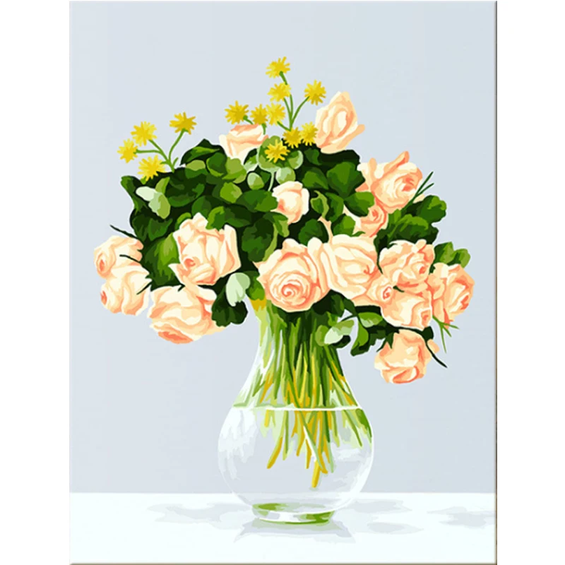 Картина по номерам розы для детей и взрослых ручная роспись подарок офиса дома