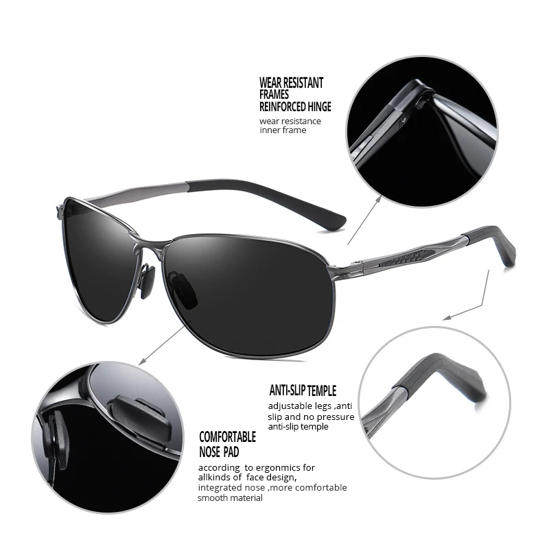 Очки солнцезащитные Мужские поляризационные прямоугольные из