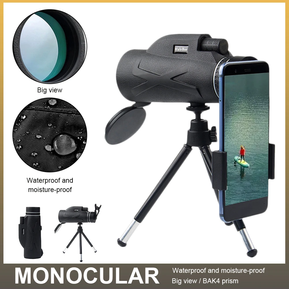 Монокулярный Профессиональный 80x100 для кемпинга, наблюдения за птицами, телескоп с низким уровнем освещенности, линза BAK4, водонепроницаемый...