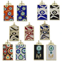 geometric rectangle evil eye necklace pendant charms connectors cz enamel big pendants jewelry making for women trendy gifts
