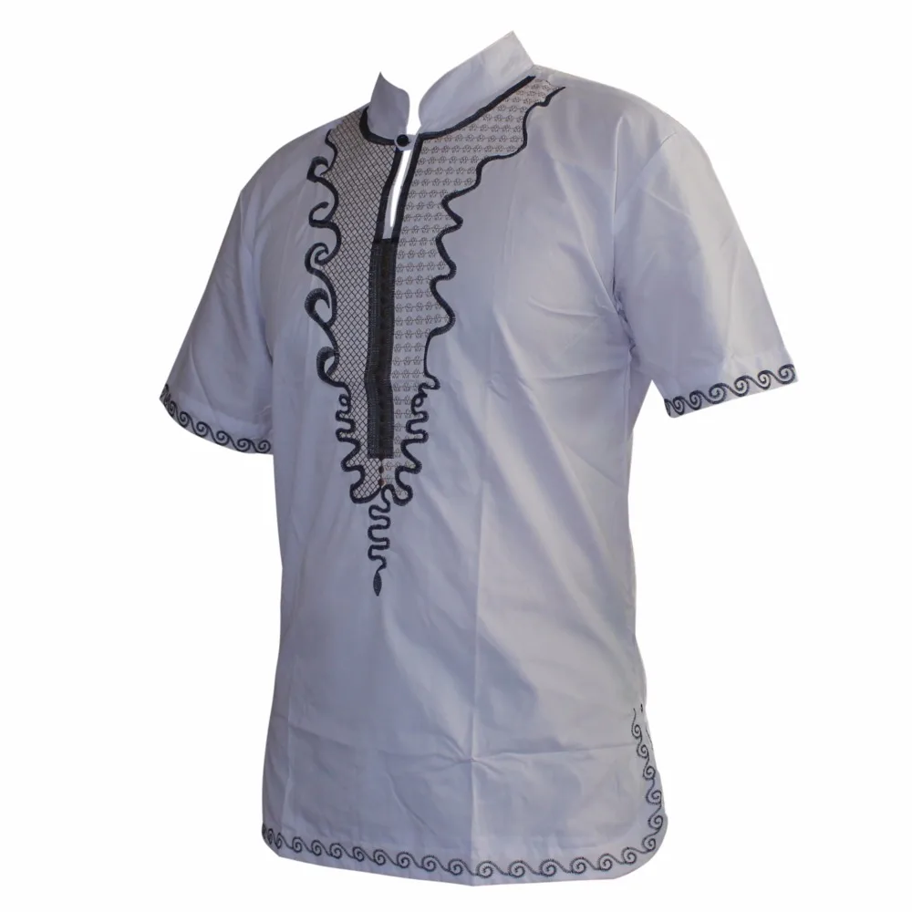 рубашка мужская Great Golden Embroidered Slim African Hippie Dashiki Top Ankara For Man's Short Sleeve Fashion Muslim T-Shirts