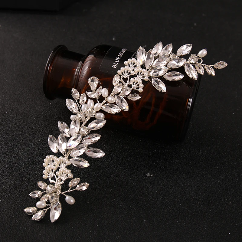 Женский обруч для волос с искусственным жемчугом серебристого цвета большими