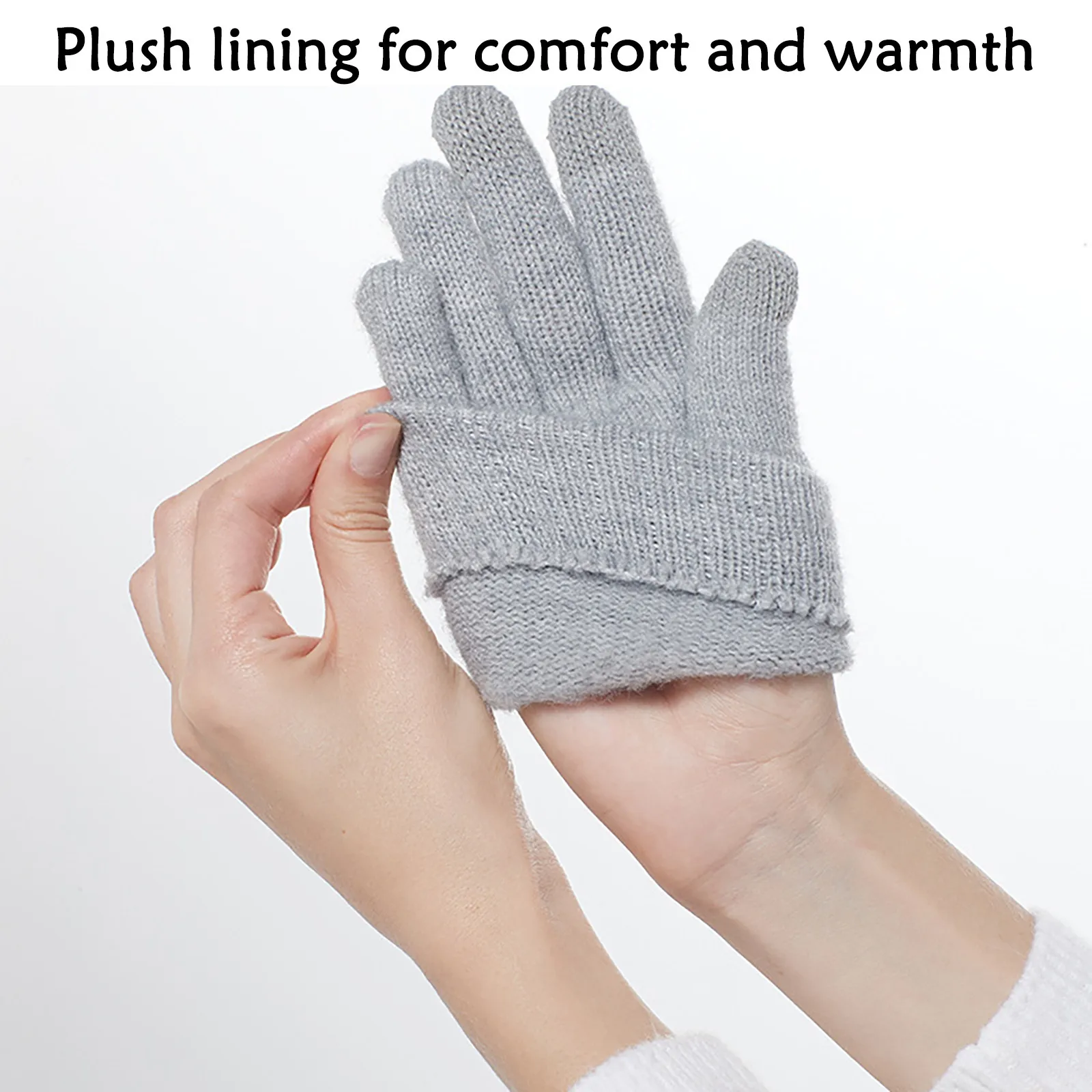 

Winter men's and women's wool knitted solid color touch-screen soft gloves, multi-function outdoor warmth thick gloves