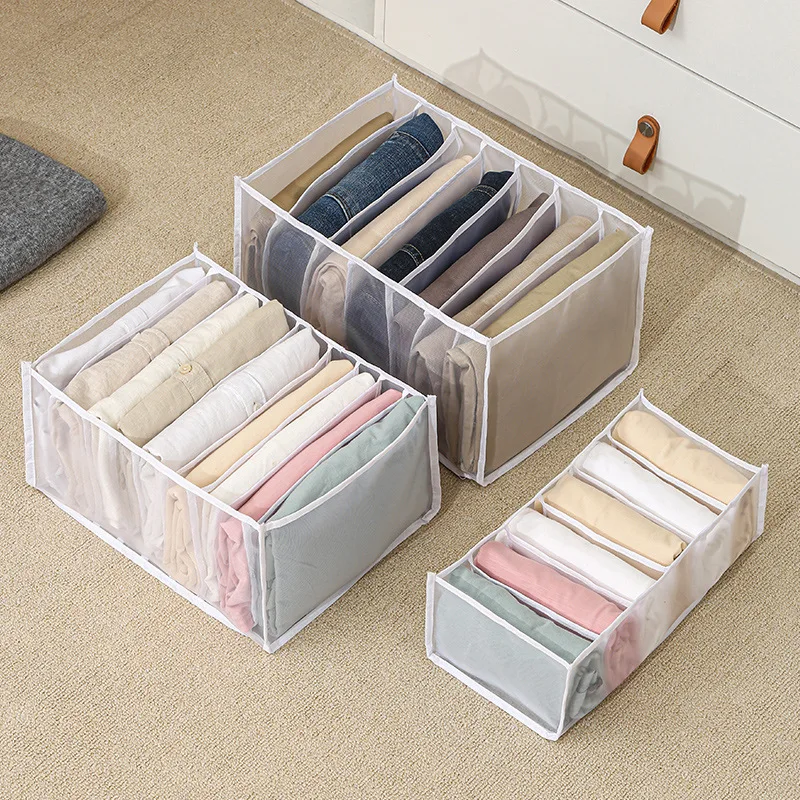 

Underwear Storage Box Household Wardrobe Dividing Jeans Finishing Box Drawer Type Mesh Clothes Socks Storage Box