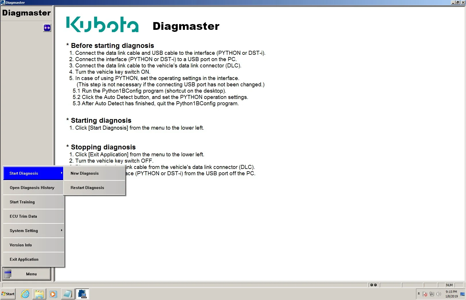 Диагностический инструмент Kubota |
