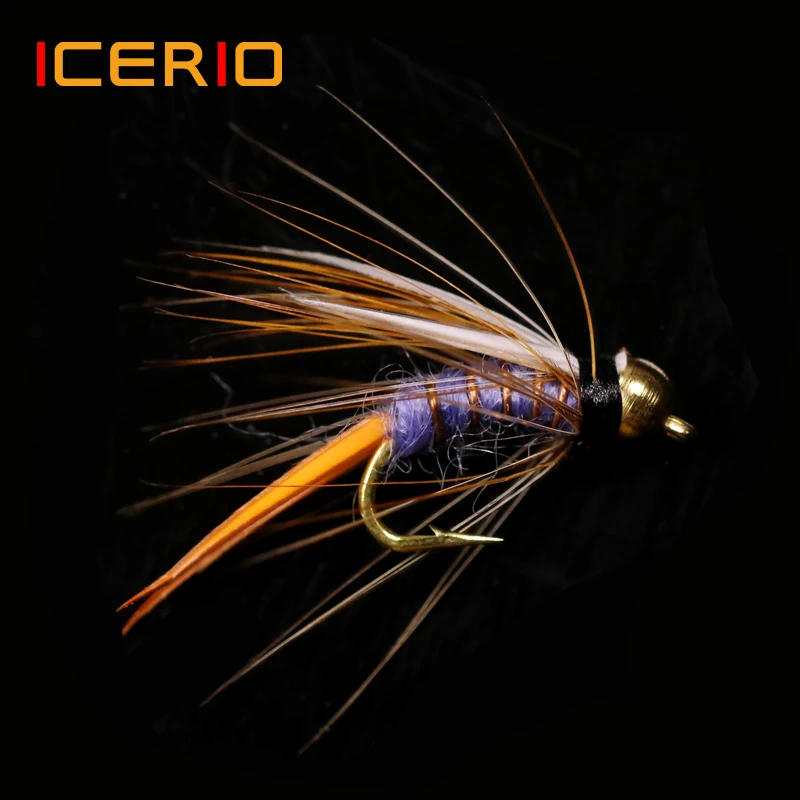 ICERIO 12 шт. латунные бусины голова принца Нимфы Stonefly Caddis нахлыстом форель