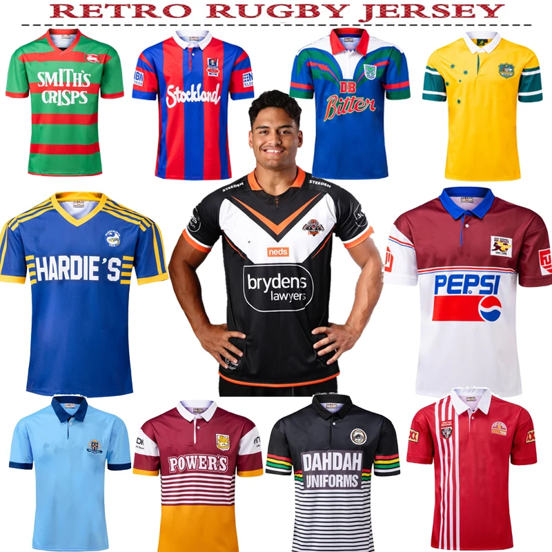 

RETRO RUGBY JERSEY BRISBANE BRONCOS Parramatta Eels MELBOURNE STORMS WESTS TIGERS MANLY SEA EAGLES WARRIORS PENRITH