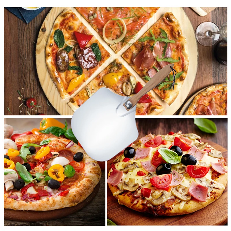 

2021 Folding Pizza Shovel Aluminum Wood Handle Pizza Shovel Aluminum Baking Shovel Pizza Transfer Tool Folding Shovel