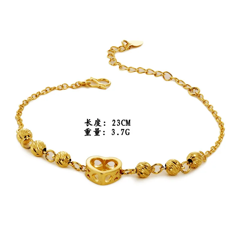 

Heart 18K Gold Bracelet for Men Women Wedding Engagement Jewelry Luxury 20-23cm Chain Bracelet Not Fade Fine Jewelry Gifts