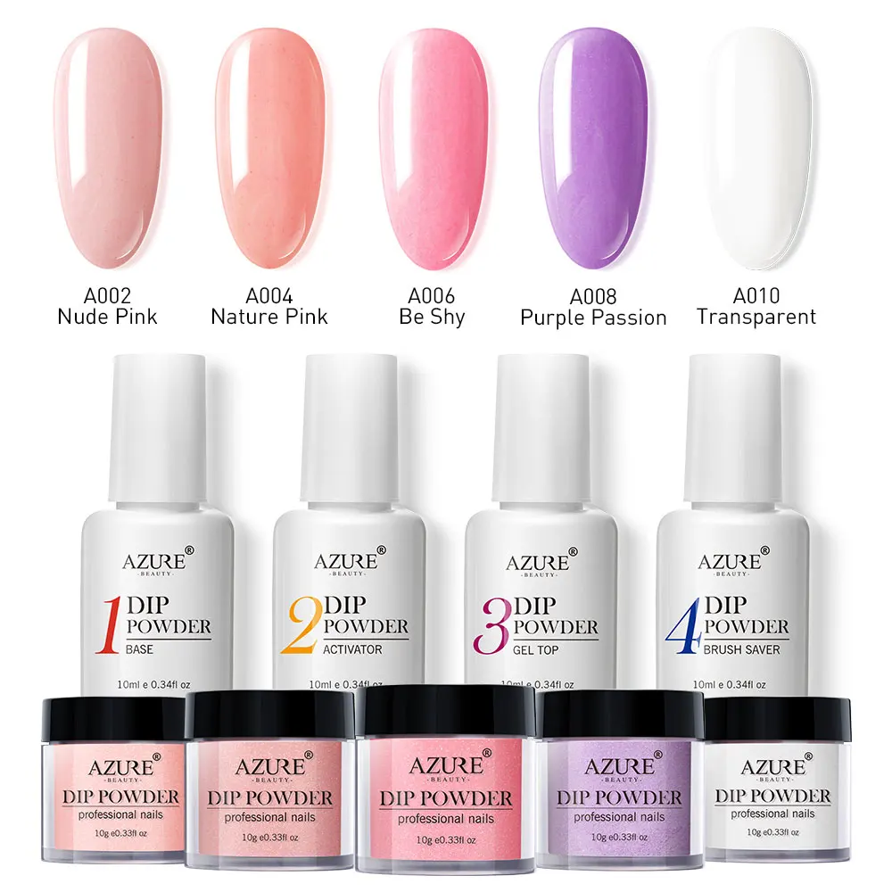 Modelones 9 шт./лот розовый цвет Dip пудра набор для ногтей базовый топ Гель-лак наборы