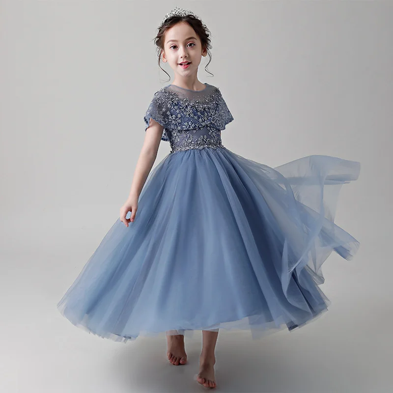 

Children's dress 2021 new puffy yarn piano performance costume host dress catwalk Lolita girl princess dress