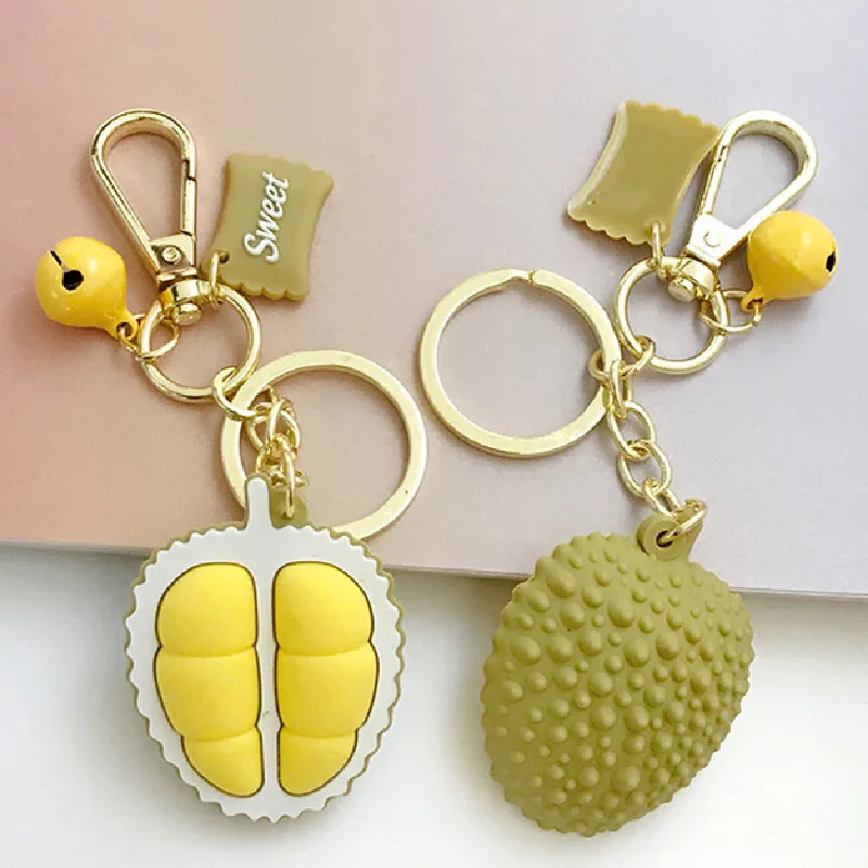 Корейский милый мультяшный ПВХ Durian Froot брелок для женщин трендовая Золотая