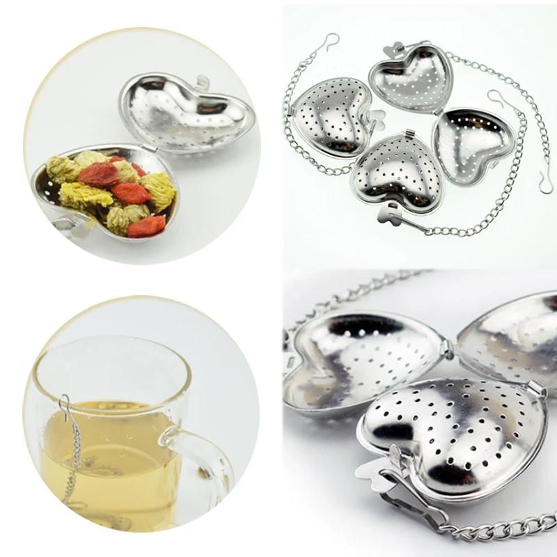 

Heart Shaped Stainless Steel Tea Infuser Spoon Strainer Steeper Handle Kitchen Gadget Tool Stainless Steel Tea Herb Spice Filter