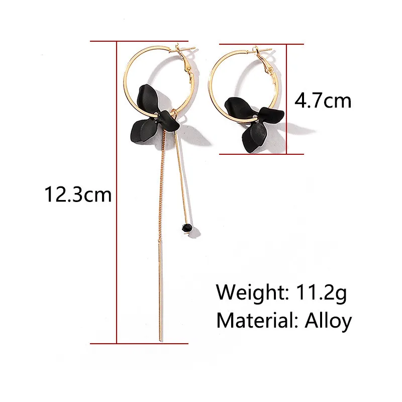 

Trendy Flower Women Dangle Earrings Golden Big Circle Four Color Spray Paint Asymmetrical Earrings For Women Drops Earrings