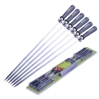 6pcs stainless steel bbq skewers barbecue skewer grilling kabob reusable skewers bbq shish kabob tools for hot dog meats fish