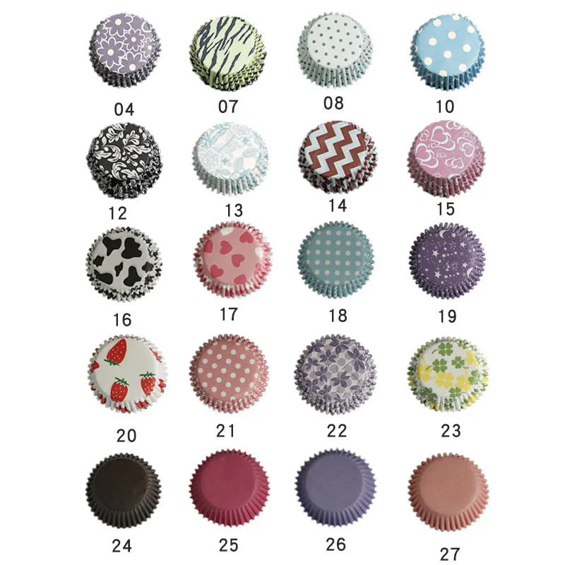 100Pcs Cake Muffin Cupcake Paper Printed Trays Cups Box Liner Kitchen Baking Accessories Mold Small Boxes |