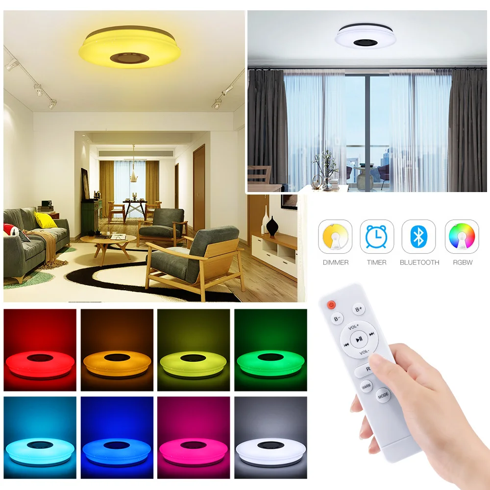 Умный светодиодный потолочный светильник RGB с регулируемой яркостью 36 Вт 60 Вт управление приложением Bluetooth и музыка современный светодиодный потолочный светильник гостиная спальня 220 В