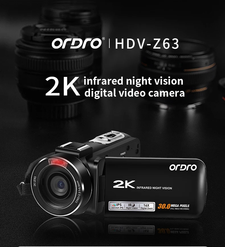 Купить Видеокамера ORDRO Z63, инфракрасная камера ночного видения, FHD, Wi-Fi, цифровая видеокамера с ИК подсветкой, широкоугольный объектив, держатель для...