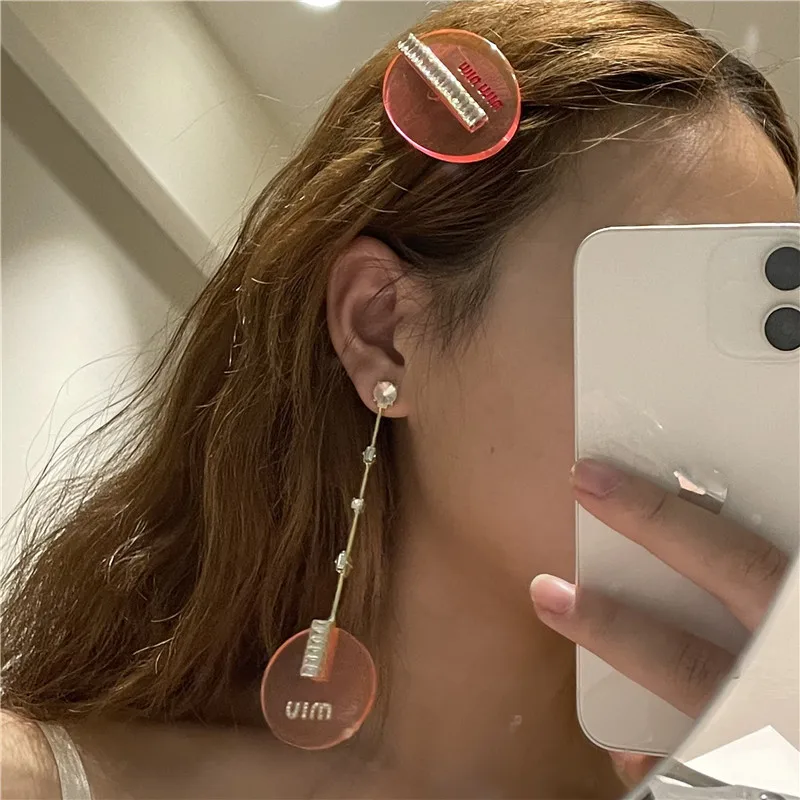 

Sweet Cool Y2K Style Acrylic Summer 2021 Sweet Pink Cute Spring Clip Girly with An INSTA Luxury Tzitzit Earring