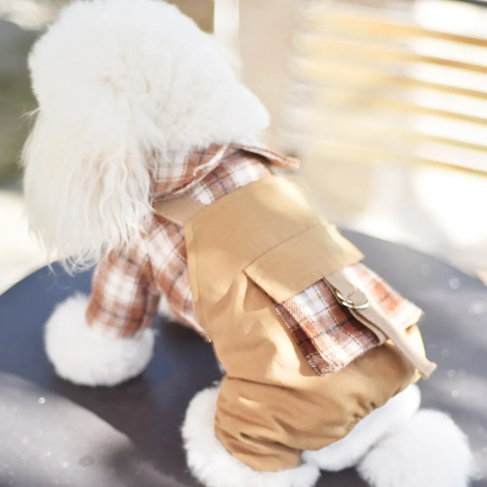 

Pet Four-Leg Autumn and Winter Warm Cotton-Padded Coat Fleece-Lined Small Dog Thickened Clothes Jumpsuits for Pets