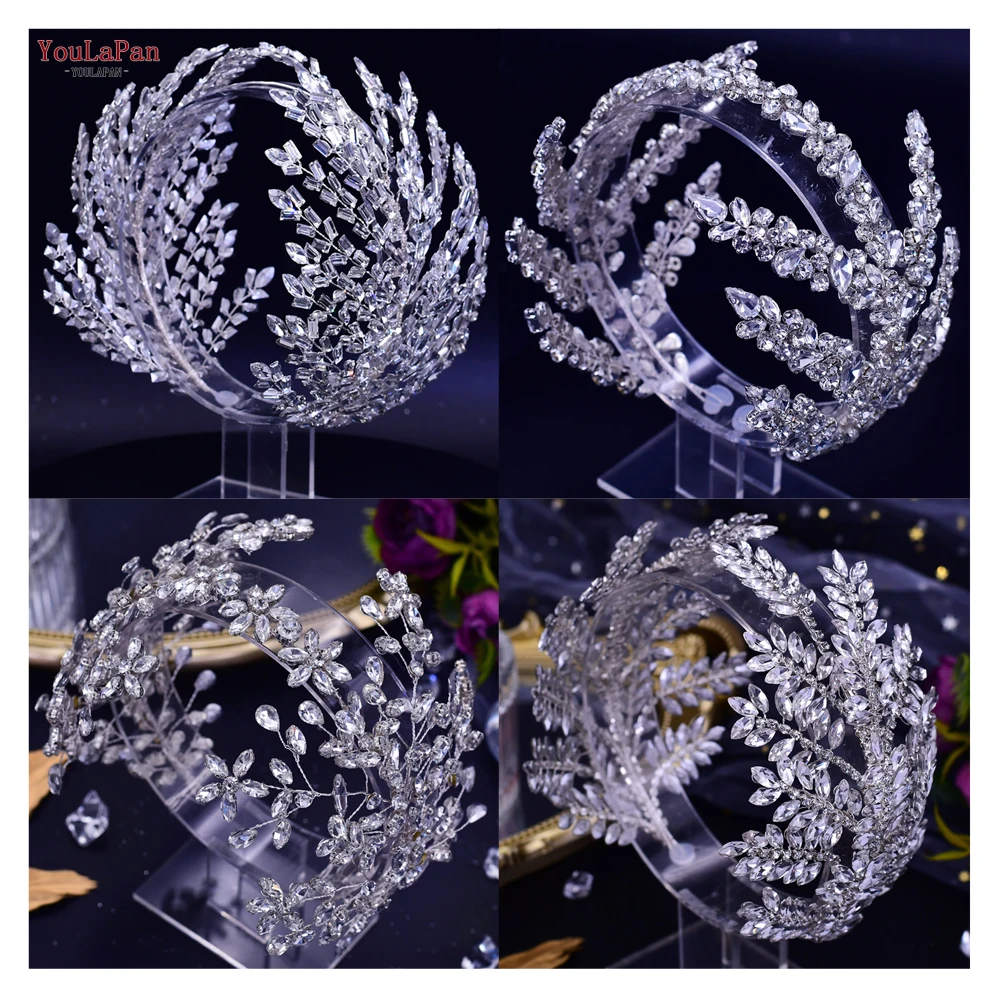 YouLaPan HP425 Fashion Bride Crown Rhinestone Tiara Women Headwear Wedding Hair Accessories Handmade Crystal Bridal Headband