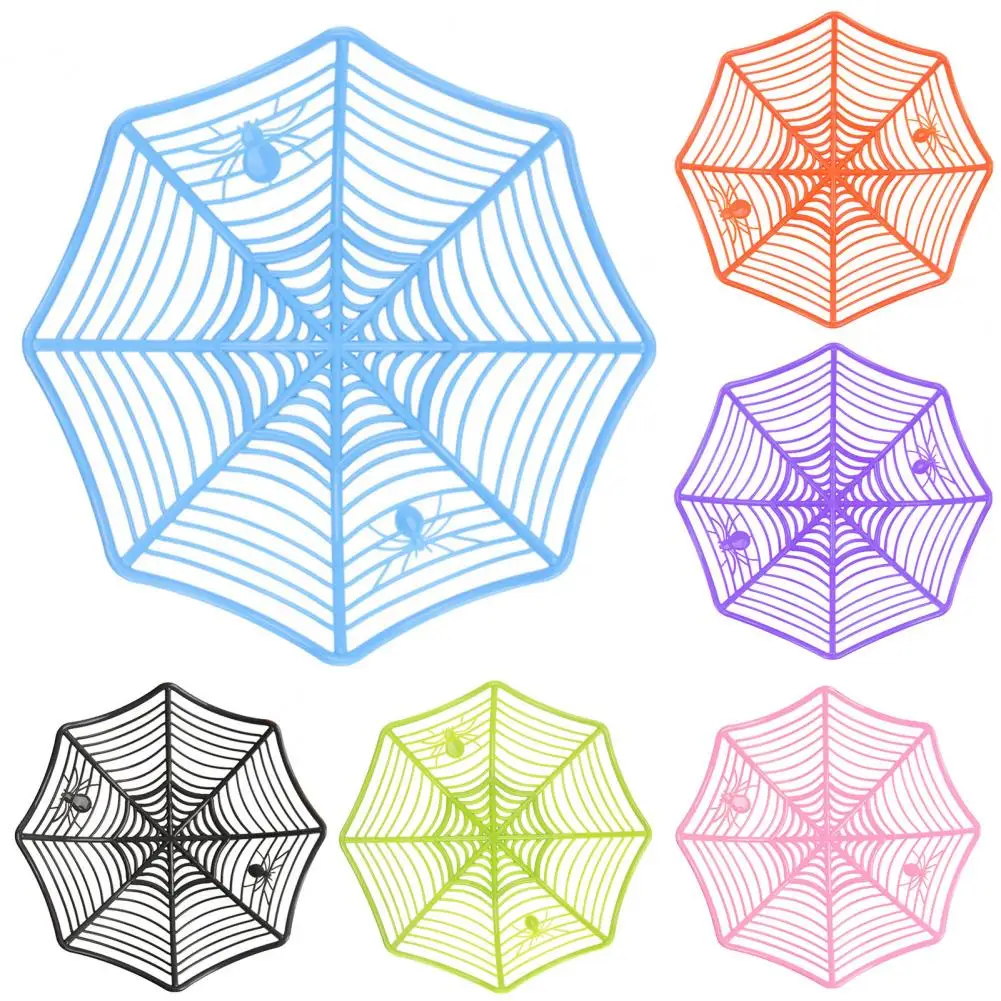 

Hot Sales Fruit Basket Spider Web Design Multifunctional Plastic Dessert Candies Plate for Halloween