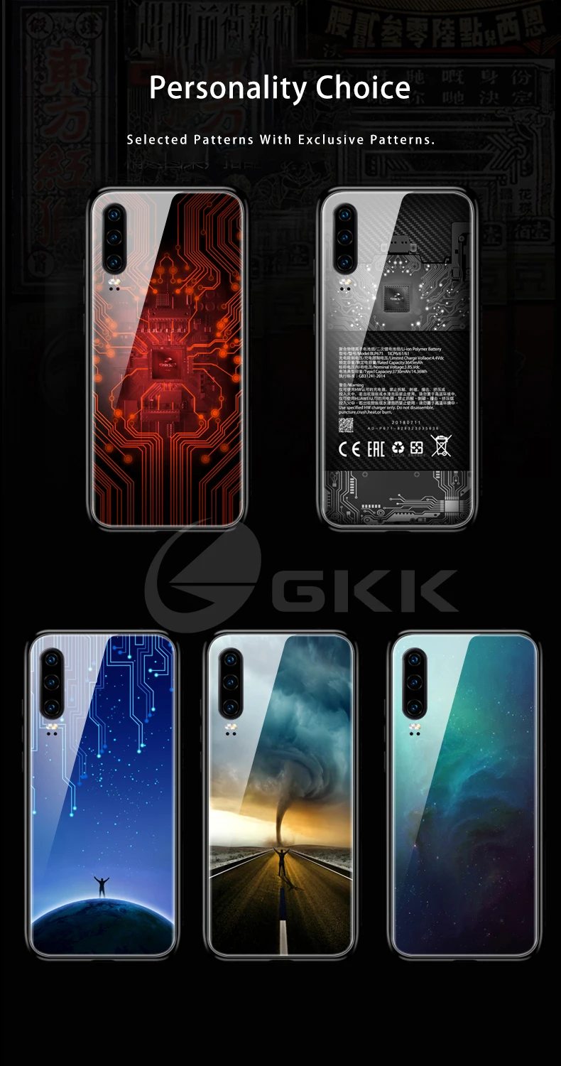 GKK чехол из закаленного стекла для huawei P30 Pro Lite, защитный противоударный мягкий край, Рисунок высокой четкости, чехол для huawei P30 Pro