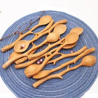 creative japanese style beech spoons branch shape long handle scoop coffee stirring spoon soup spoon tableware